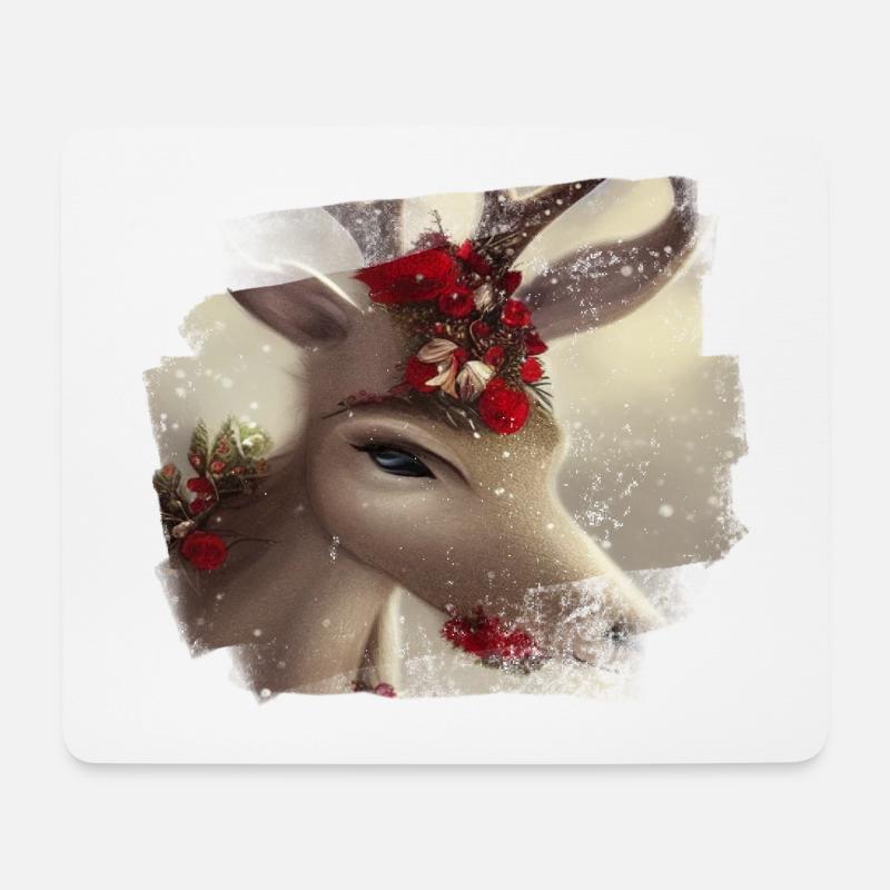 Rentier Weihnachten - Mousepad (Querformat) - Weiß