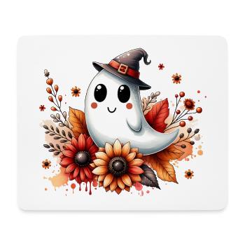 Herbstlicher Geist mit Blumen – Halloween Shirt - Mousepad (Querformat) - Weiß - Vorne