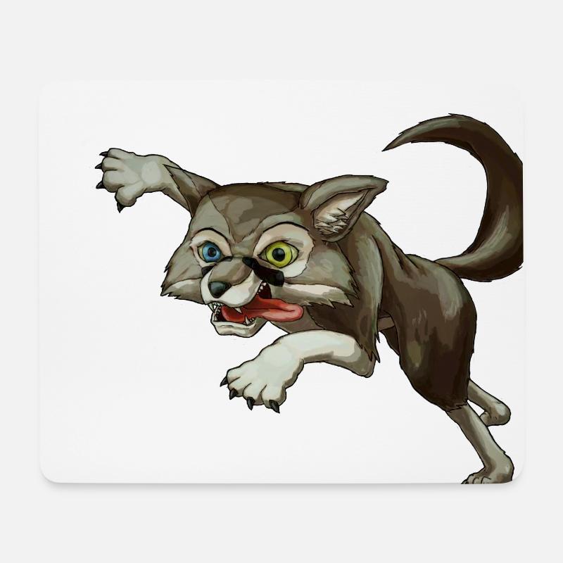 Crazy Wolf Cora - Mousepad (Querformat) - Weiß