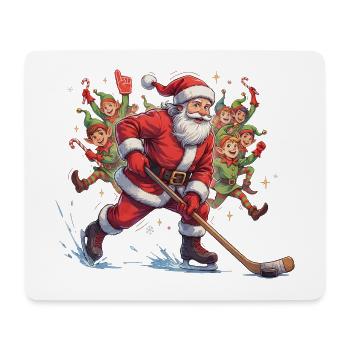 Weihnachtsmann spielt Eishockey - Mousepad (Querformat) - Weiß - Vorne
