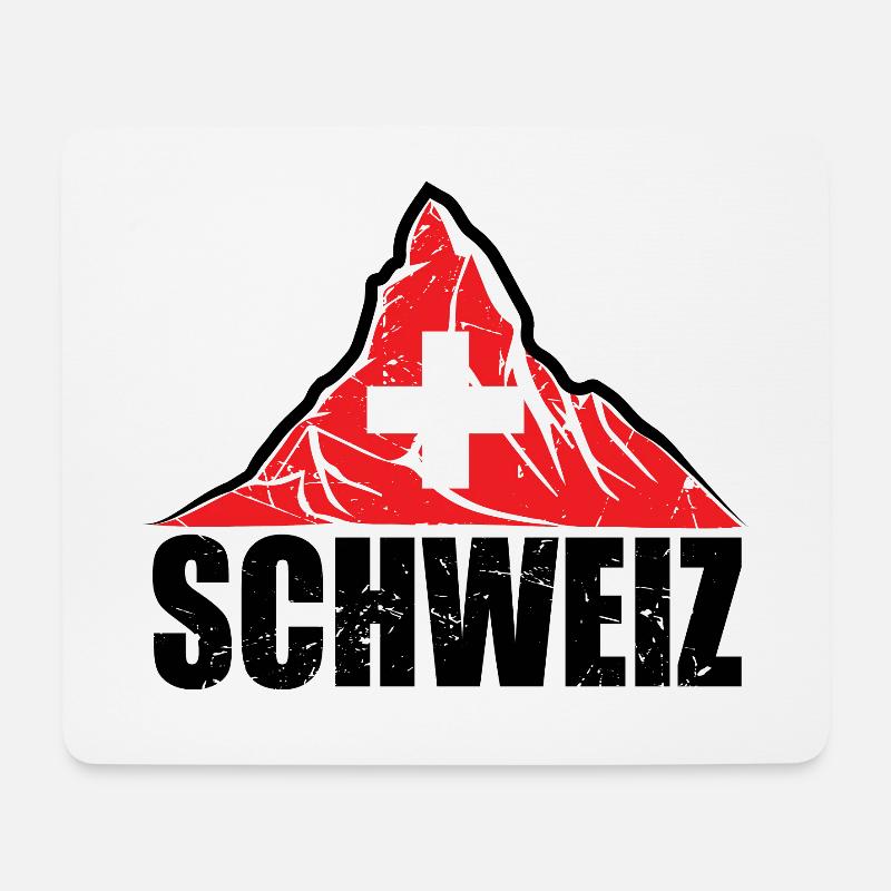 Schweiz Matterhorn - Schweiz Flagge - Mousepad (Querformat) - Weiß
