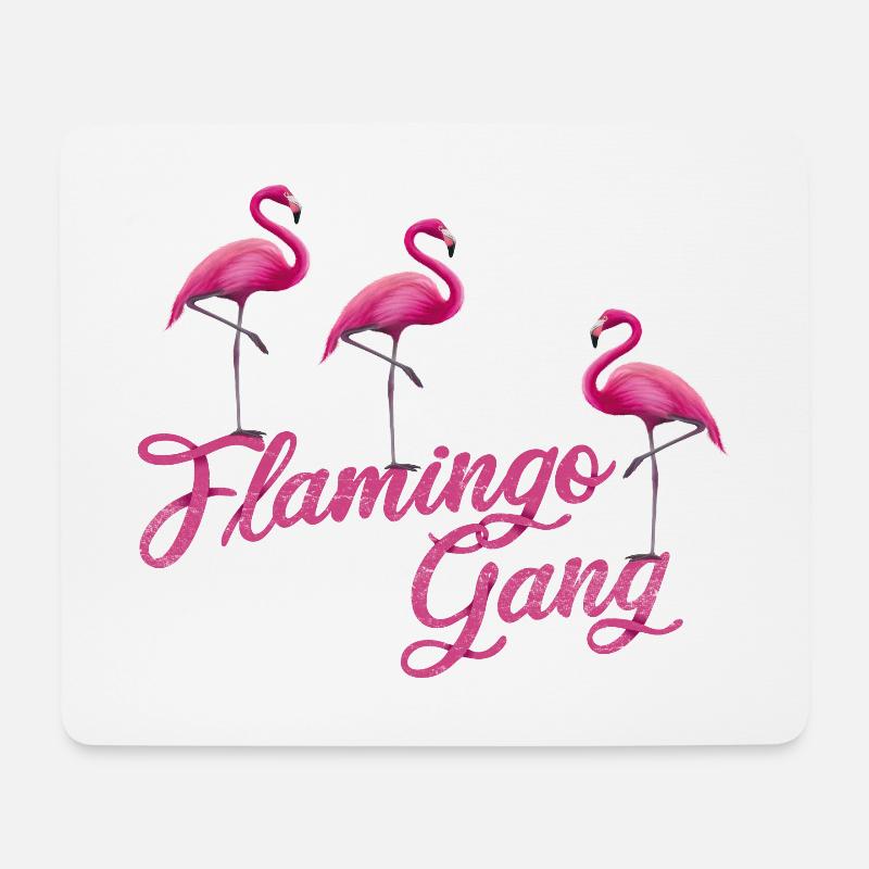 Flamingo Gang - Mousepad (Querformat) - Weiß