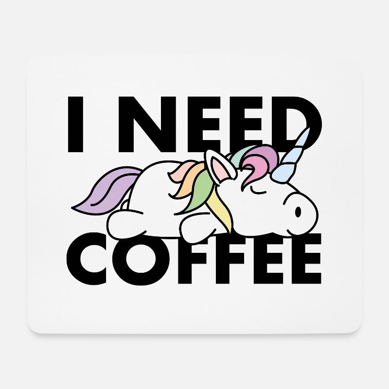 Lustiges Einhorn ich brauche Kaffee - Mousepad (Querformat) - Weiß