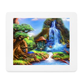 beautiful island with waterfall - Mouse Pad (horizontal) - white - Front