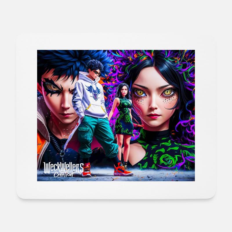 Rafa og Jolie anime - Musemåtte (tværformat) - hvid