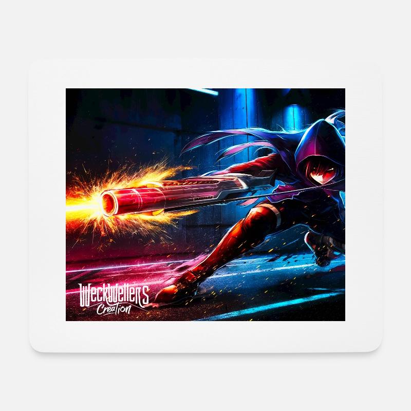 Guns and Fire Anime - Mouse Pad (horizontal) - white