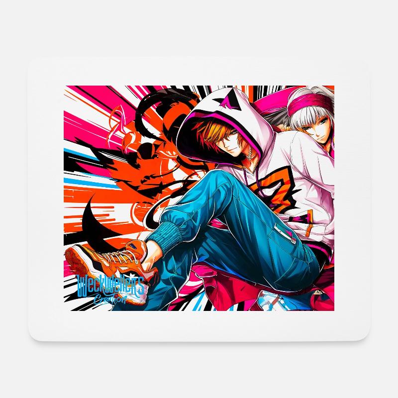 funky anime pet and lori - Mousepad (Querformat) - Weiß