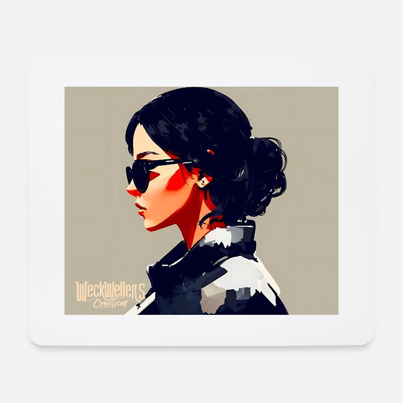 Frau im Vintage-Stil - Mousepad (Querformat) - Weiß