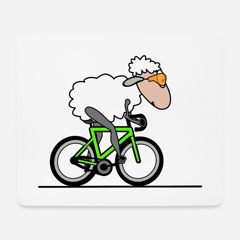 Moutons cyclistes - Tapis de souris (format paysage) - blanc