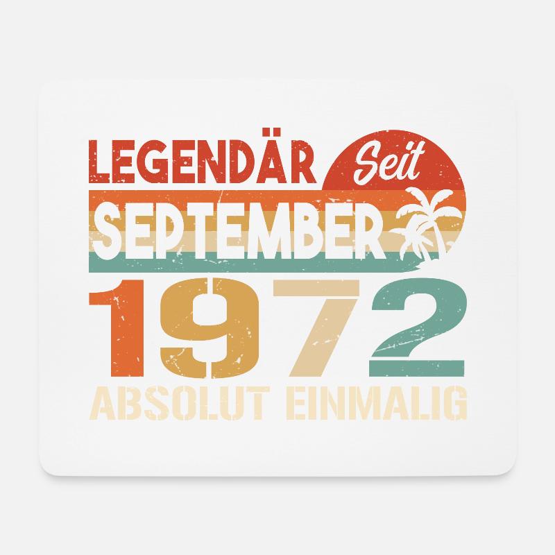 1972 September Vintage Geburtstagsgeschenk 1972 - Mousepad (Querformat) - Weiß