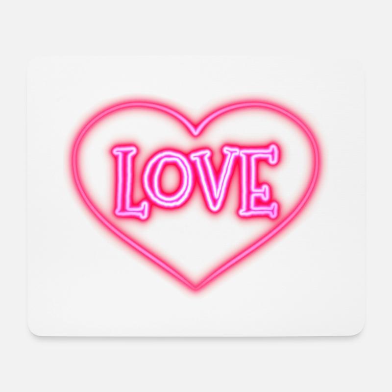 Neon Liebesherz - Mousepad (Querformat) - Weiß