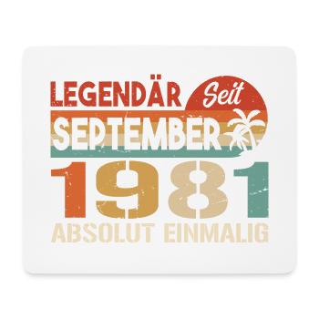 1981 September Vintage Geburtstagsgeschenk 1981 - Mousepad (Querformat) - Weiß - Vorne