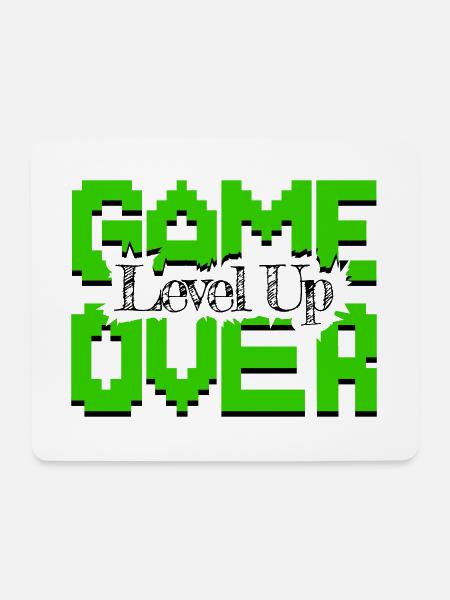 Game Over, beleben Sie Vintage-Spiele wieder und steigen Sie auf - Mousepad (Querformat) - Weiß