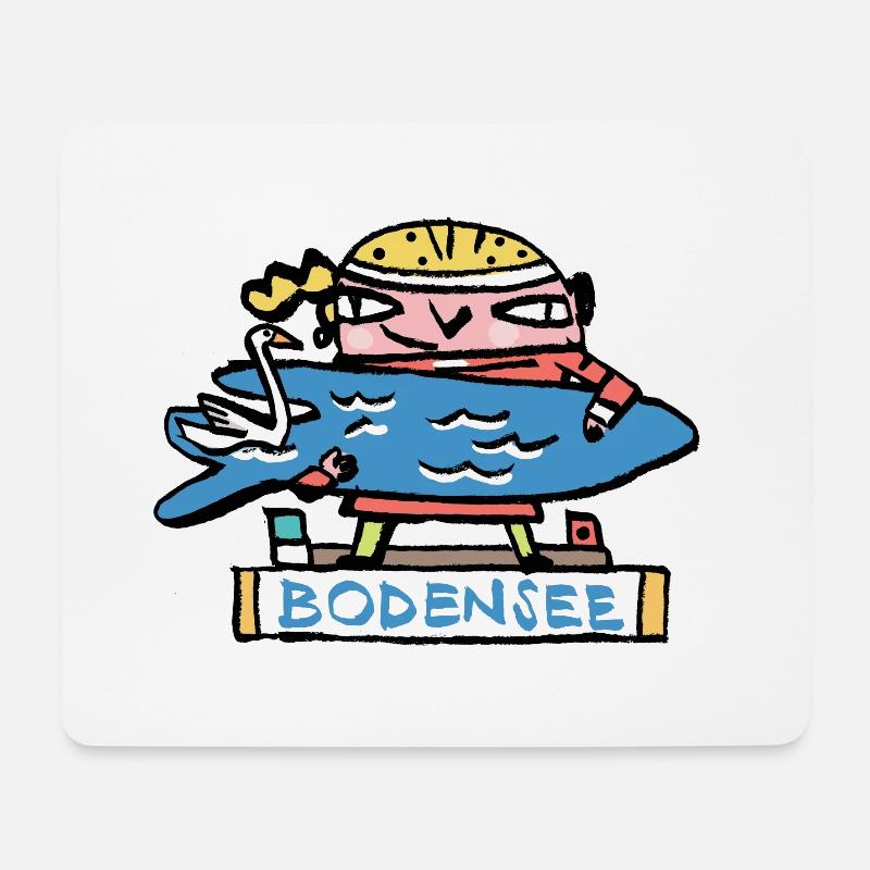 Bodensee Surfer Cartoon - Mousepad (Querformat) - Weiß