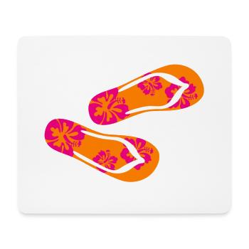 Slippers Hibiscus Flip Flops Summer Holiday Fun - Mouse Pad (horizontal) - white - Front