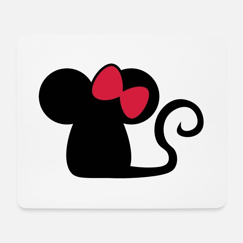 Mäuschen Schleife / mouse with bow Niedliche Maus - Mousepad (Querformat) - Weiß