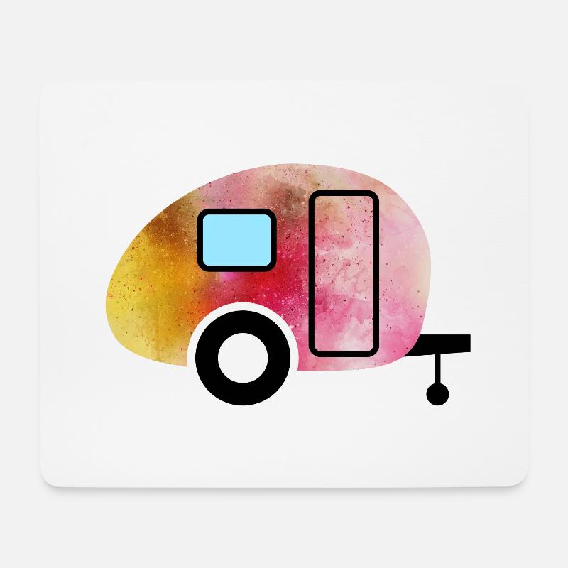 Caravan Aquarell Wohnwagen Camping - Mousepad (Querformat) - Weiß