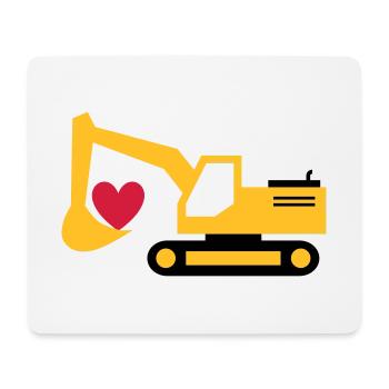 ★ Designfarben änderbar ★ Bagger, Herz in Schaufel - Mousepad (Querformat) - Weiß - Vorne