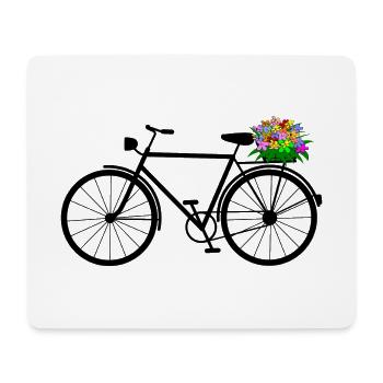 fahrrad blumen rad - Mousepad (Querformat) - Weiß - Vorne