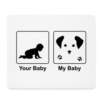 Süßer Hund - Hundebaby gegen Menschenbaby - Mousepad (Querformat) - Weiß - Vorne