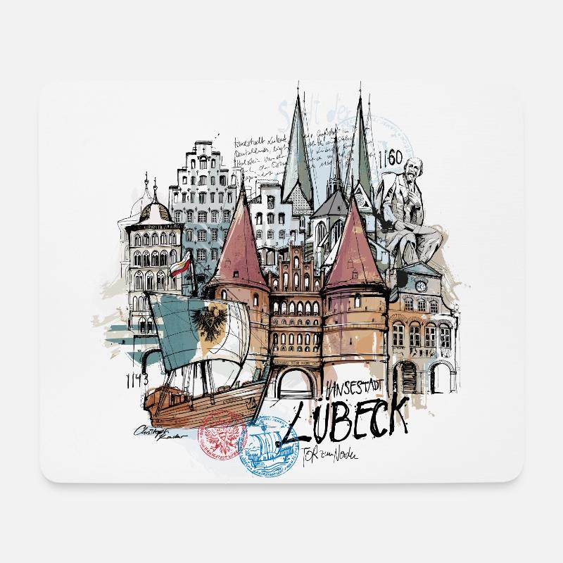 Hansestadt Lübeck - Mousepad (Querformat) - Weiß
