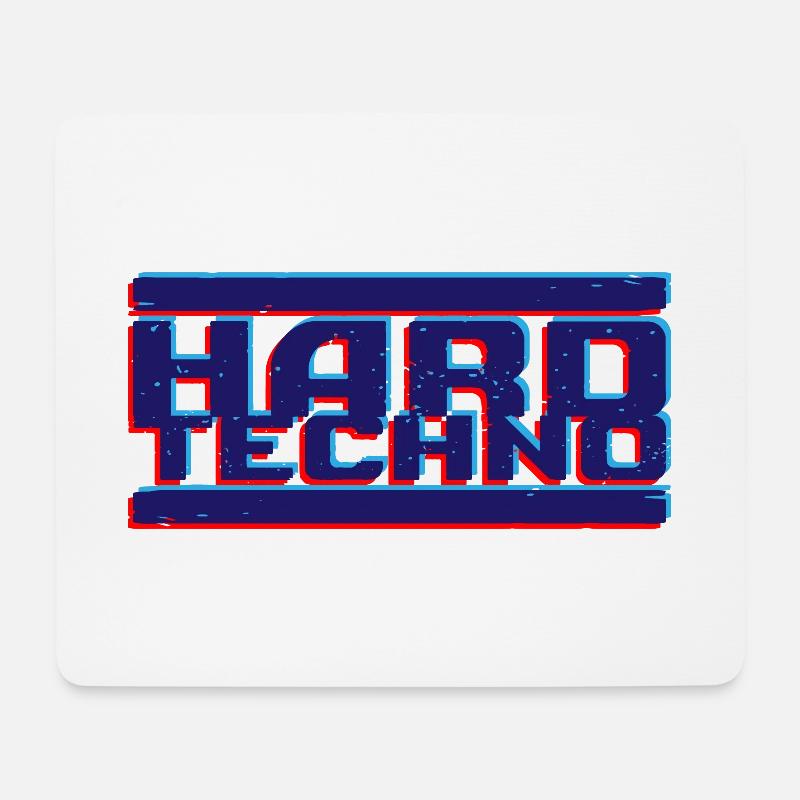 Hard Techno Blue Glitch Hard Dark Acid Techno - Mousepad (Querformat) - Weiß