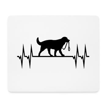 Hund mit Leine und EKG Herzschlag - Mousepad (Querformat) - Weiß - Vorne