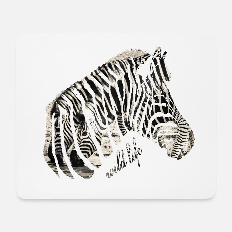 Zebra Herde Wildlife - Mousepad (Querformat) - Weiß