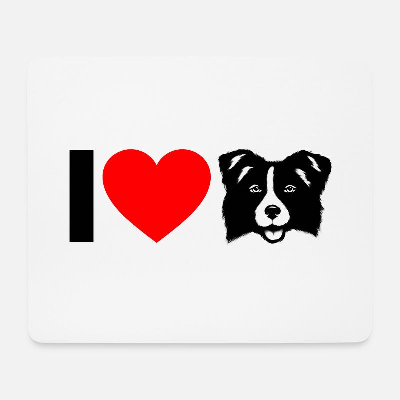 Ich Herz Border Collie - Mousepad (Querformat) - Weiß