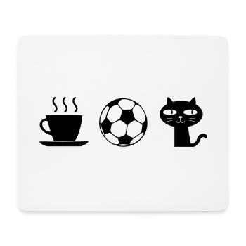 Kaffee. Katzen. Fußball - Mousepad (Querformat) - Weiß - Vorne