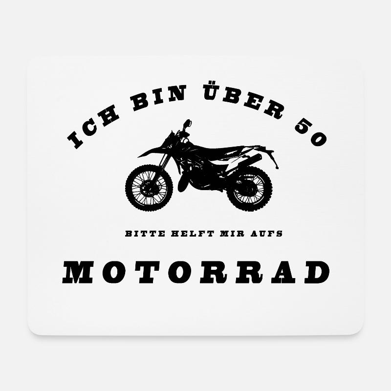 Ich Bin Über 50. Bitte Helft Mir Aufs Motorrad - Mousepad (Querformat) - Weiß