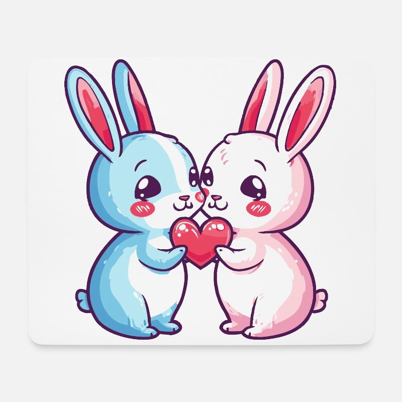 Hase Paar Liebe Ostern Verliebt - Mousepad (Querformat) - Weiß