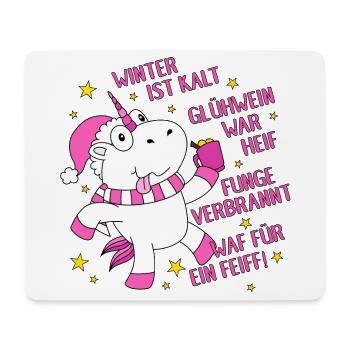 Glühweinhorn Glühwein Einhorn Zunge Heiß Scheiß - Mousepad (Querformat) - Weiß - Vorne