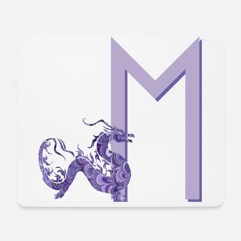 lila drachen mit rune m - Mousepad (Querformat) - Weiß