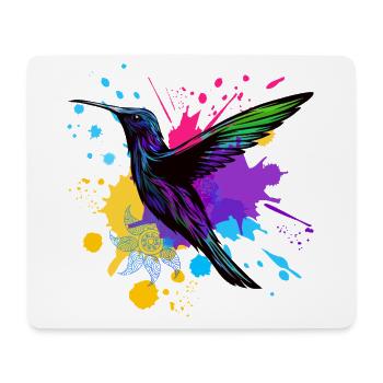 Hummingbird Splash Bird Animal Art Watercolor Colorful - Mouse Pad (horizontal) - white - Front