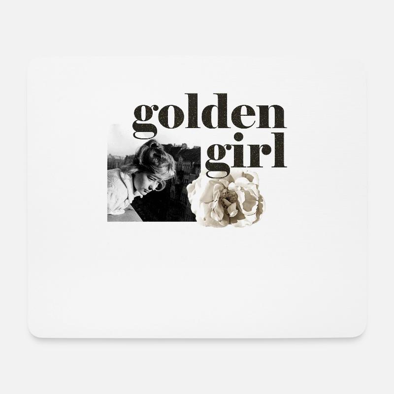 Golden Girl mit Blumendesign - Mousepad (Querformat) - Weiß