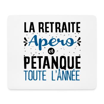 La retraite Apéro et Pétanque cadeau boule humour - Tapis de souris (format paysage) - blanc - Devant