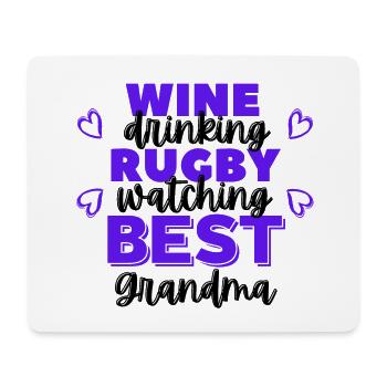 Boire du vin. Regarder le rugby. Meilleure grand-mère - Tapis de souris (format paysage) - blanc - Devant