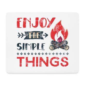 Enjoy the simple things Lagerfeuer Camping Outdoor - Mousepad (Querformat) - Weiß - Vorne