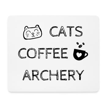 Katzen. Kaffee. Bogenschießen - Mousepad (Querformat) - Weiß - Vorne