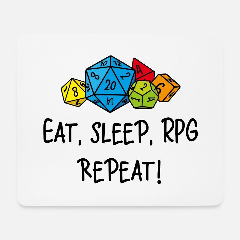 Essen, schlafen, RPG, wiederholen - Mousepad (Querformat) - Weiß