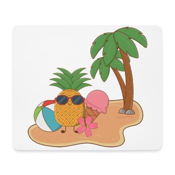 Ani mit Eis Sommer Ananas - Mousepad (Querformat) - Weiß - Vorne