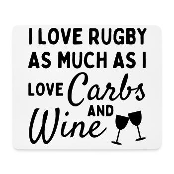 J’aime le rugby autant que j’aime les glucides et le vin - Tapis de souris (format paysage) - blanc - Devant