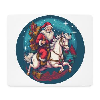 Weihnachtsmann auf Pferd Winter Sunset - Mousepad (Querformat) - Weiß - Vorne