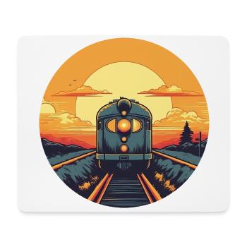 Vintage Eisenbahn E-Lok im Sonnenuntergang - Mousepad (Querformat) - Weiß - Vorne