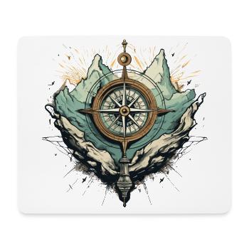 Kompass Berge Felsen - Mousepad (Querformat) - Weiß - Vorne