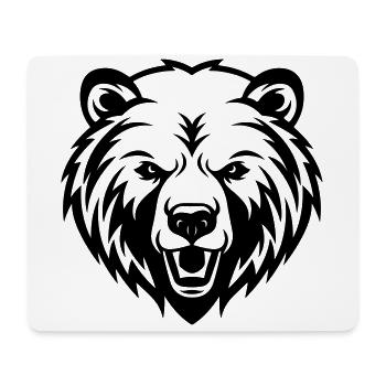 Bär Grizzly Silhouette Kopf - Mousepad (Querformat) - Weiß - Vorne