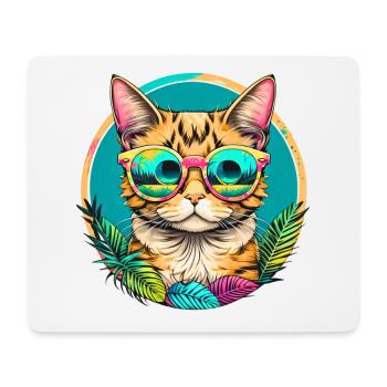 Chat tropical - Tapis de souris (format paysage) - blanc - Devant