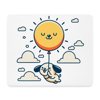 Der Ballon, die Sonne und ein glücklicher Hund - Mousepad (Querformat) - Weiß - Vorne