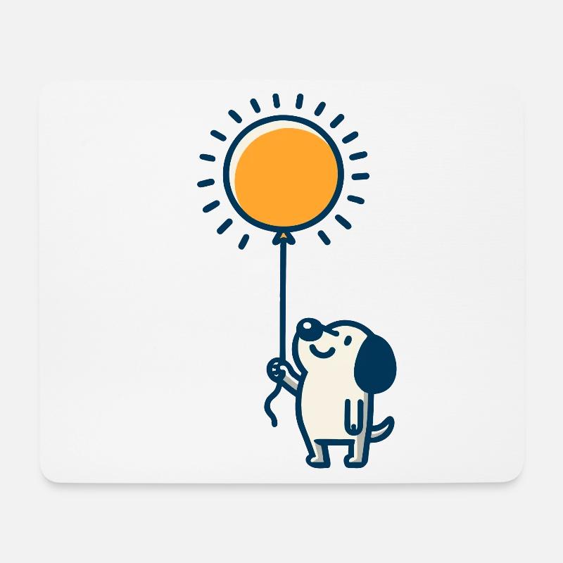 Leuchtender Ballon, fröhlicher Hund - Mousepad (Querformat) - Weiß